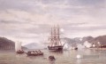Jacob Eduard van Heemskerck van Beest Stoomschip Medusa forceert de doorgang door de Straat van Shimonoseki tussen Kioe Sjioe en Hondo Japan